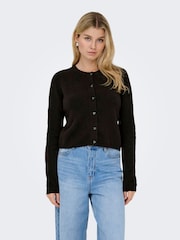 JDY Brown Knitted Button Down Short Cardigan - Image 3 of 6