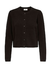 JDY Brown Knitted Button Down Short Cardigan - Image 5 of 6
