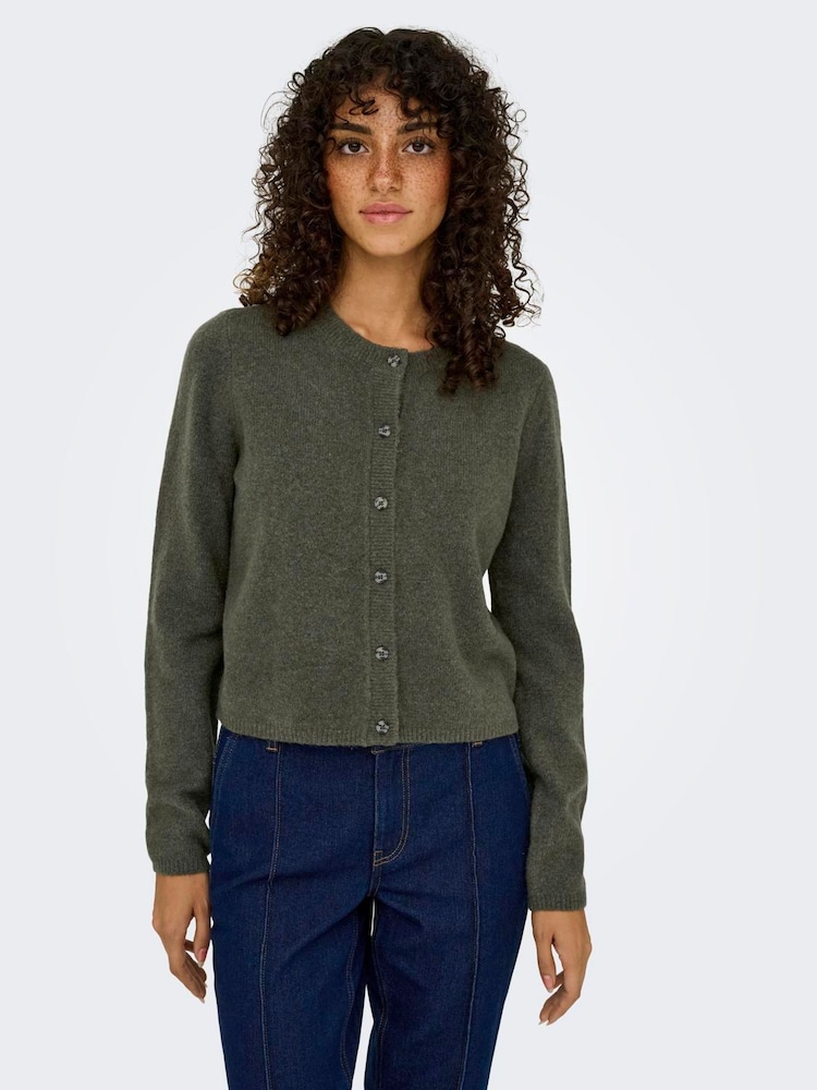 JDY Green Knitted Button Down Short Cardigan - Image 1 of 6 JDY Green Knitted Button Down Short Cardigan - Image 1 of 6