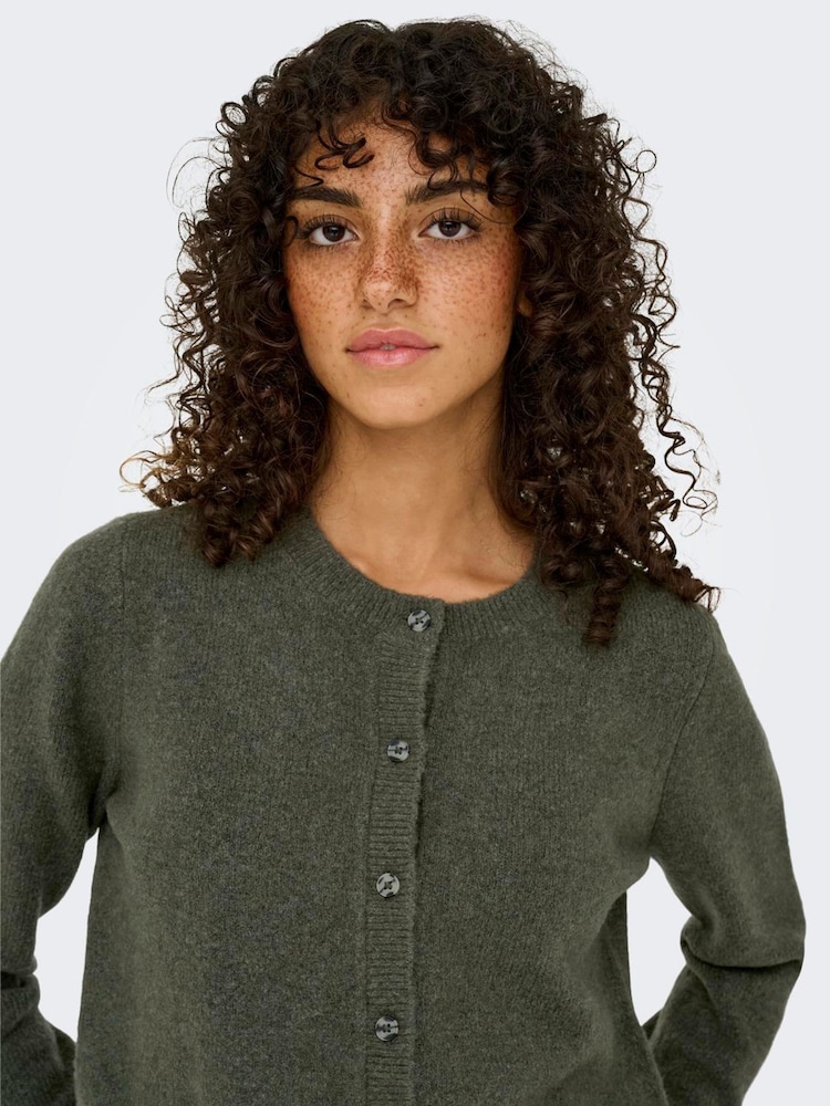 JDY Green Knitted Button Down Short Cardigan - Image 2 of 6 JDY Green Knitted Button Down Short Cardigan - Image 2 of 6