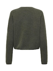 JDY Green Knitted Button Down Short Cardigan - Image 6 of 6
