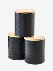 Set of 3 Black Embossed Geo Storage Tins - Image 2 of 3