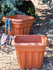 Wham Set of 3 Brown Garden Vista 33cm Plastic Square Planters - Image 1 of 3