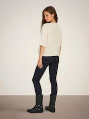 JDY Cream Short Sleeve Knitted Jumper - Image 3 of 6
