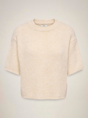 JDY Cream Short Sleeve Knitted Jumper - Image 5 of 6