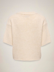 JDY Cream Short Sleeve Knitted Jumper - Image 6 of 6