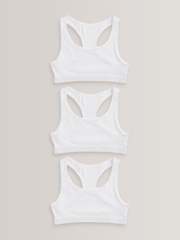 White Racer Back Crop Top 3 Pack (5-16yrs) - Image 1 of 2