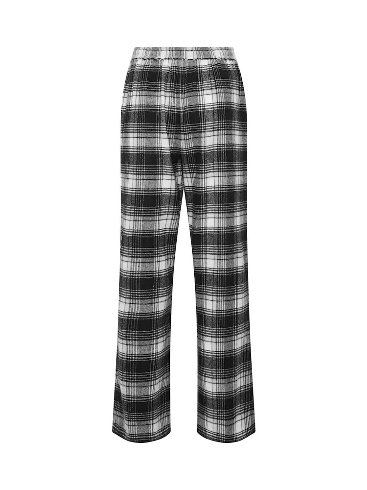 Long Tall Sally Black Check Cotton Wide Leg Pyjamas Bottoms - Image 6 of 6
