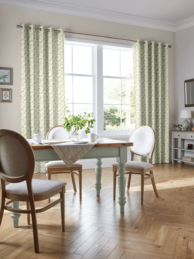 Laura Ashley Green Willow Leaf Made to Measure Curtains - Image 1 of 9