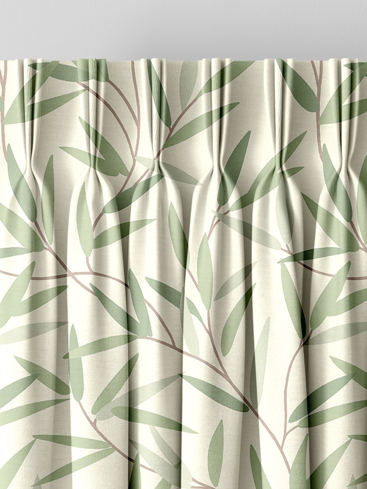 Laura Ashley Green Willow Leaf Made to Measure Curtains - Image 5 of 9