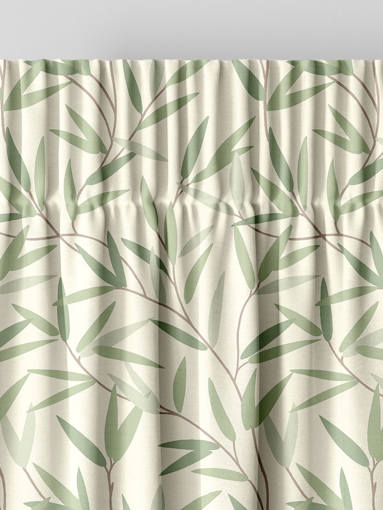 Laura Ashley Green Willow Leaf Made to Measure Curtains - Image 6 of 9