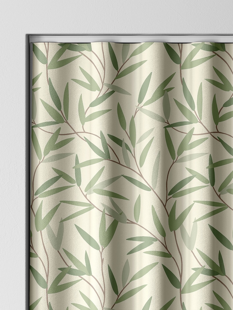 Laura Ashley Green Willow Leaf Made to Measure Curtains - Image 8 of 9