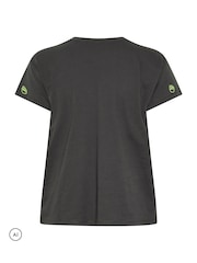 Yours Curve Core Skull Embroidered T-Shirt - 6суретінің 6 суреті