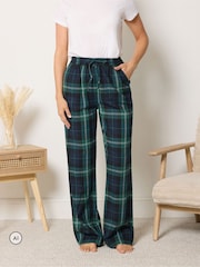 Long Tall Sally Green Check Cotton Wide Leg Pyjamas Bottoms - Image 3 of 7