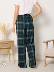 Long Tall Sally Green Check Cotton Wide Leg Pyjamas Bottoms - Image 4 of 7