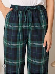 Long Tall Sally Green Check Cotton Wide Leg Pyjamas Bottoms - Image 5 of 7