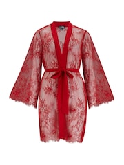 Pour Moi Red For Your Eyes Only Lace Robe - Image 3 of 4