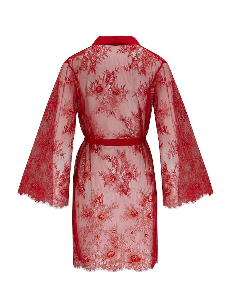 Pour Moi Red For Your Eyes Only Lace Robe - Image 4 of 4