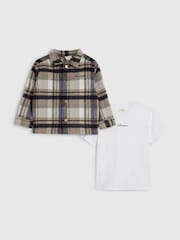River Island Cream Check Shacket with Zip - Image 1 of 5