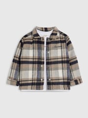 River Island Cream Check Shacket with Zip - Image 3 of 5