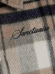 River Island Cream Check Shacket with Zip - Image 4 of 5