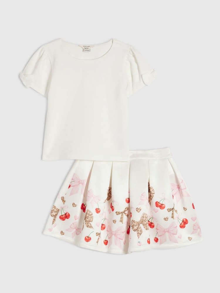 Conjunto de top con lazo y falda con cerezas de River Island - Imagen 1 de 5