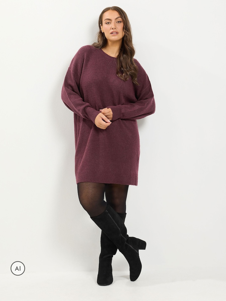 Yours Curve Red Jumper Dress - Image 2 of 6 Yours Curve Red Jumper Dress - Image 2 of 6