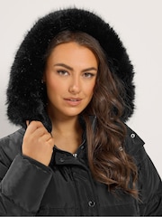 Yours Curve Black Midi Puffer Coat - Image 5 of 6