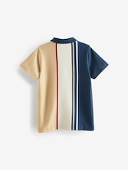 Temno modra/peščena - z izrazitim barvnim vzorcem kratek rokav; s kratkimi rokavi 100% Cotton polo majice (3-16yrs) - Slika 2 iz 3