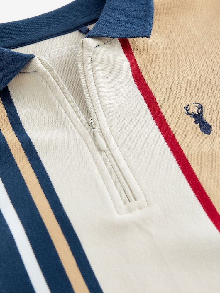 Temno modra/peščena - z izrazitim barvnim vzorcem kratek rokav; s kratkimi rokavi 100% Cotton polo majice (3-16yrs) - Slika 3 iz 3