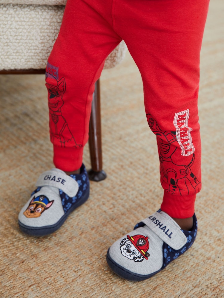 Grey/Navy PAW Patrol Touch Fastening Cupsole Print Slippers - Image 1 of 1