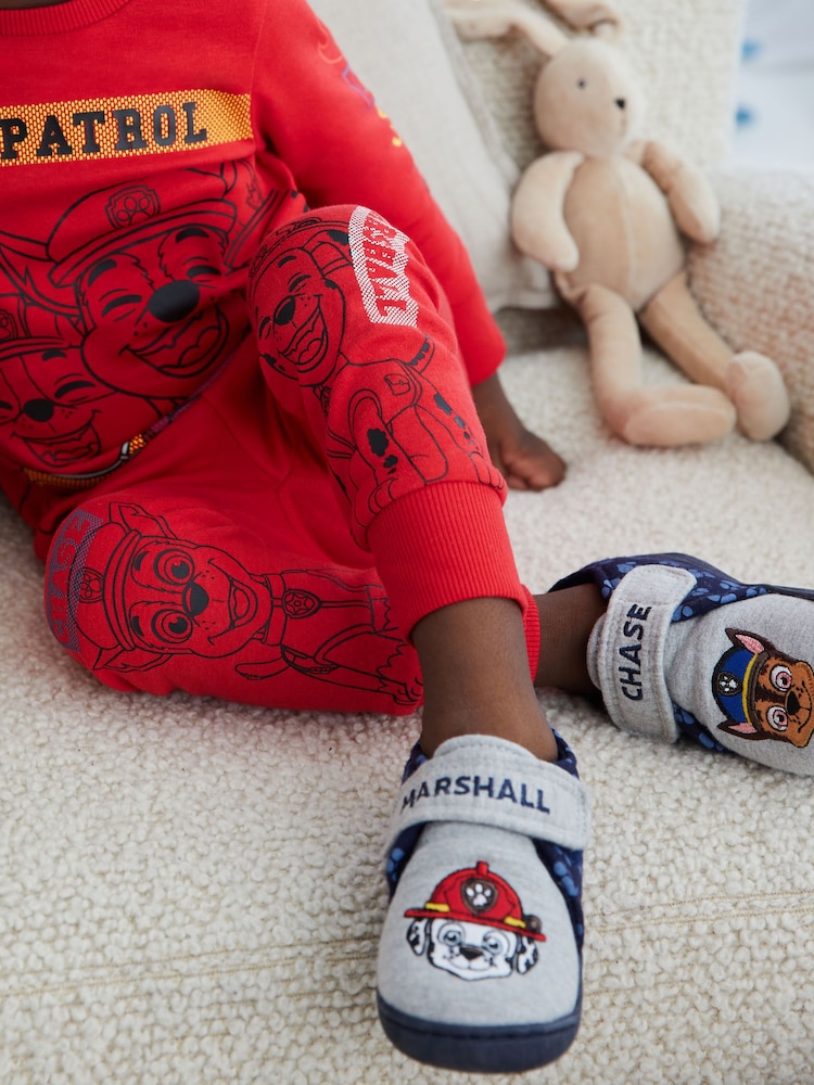 Grey/Navy PAW Patrol Touch Fastening Cupsole Print Slippers - Image 2 of 11