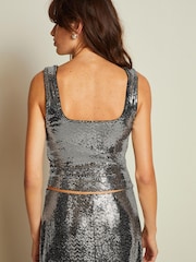 Silver Sequin Vest Top - Image 3 of 5