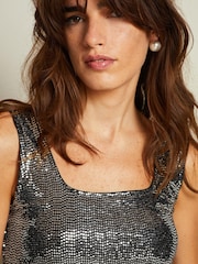 Silver Sequin Vest Top - Image 4 of 5