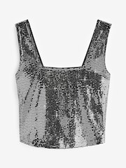 Silver Sequin Vest Top - Image 5 of 5