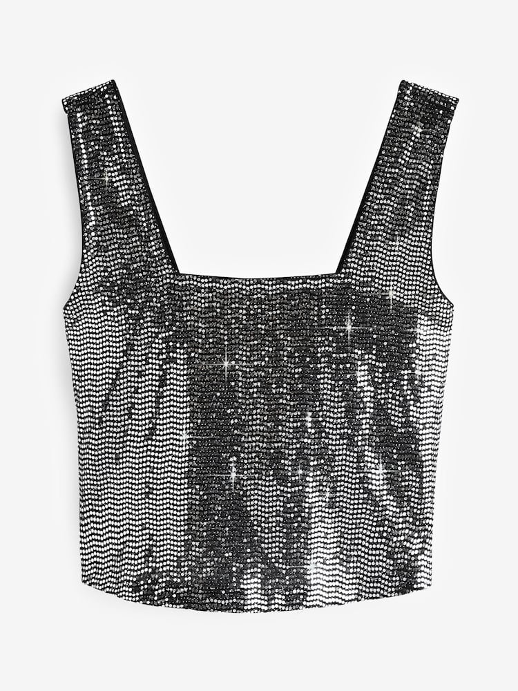 Silver Sequin Vest Top - Image 5 of 5