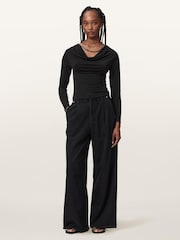 AllSaints Black Hallie Long Sleeve Top - Image 2 of 6