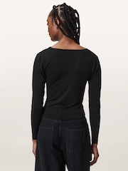 AllSaints Black Hallie Long Sleeve Top - Image 4 of 6