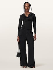 AllSaints Black Hallie Long Sleeve Top - Image 5 of 6