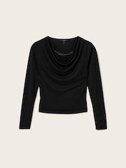AllSaints Black Hallie Long Sleeve Top - Image 6 of 6