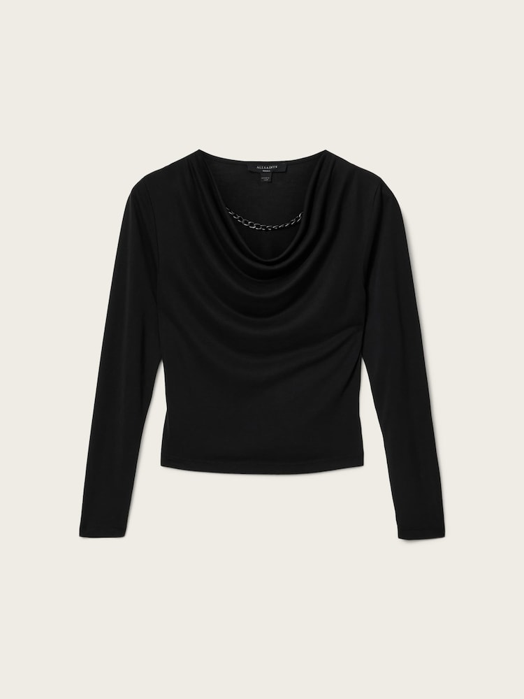 AllSaints Black Hallie Long Sleeve Top - Image 6 of 6 AllSaints Black Hallie Long Sleeve Top - Image 6 of 6