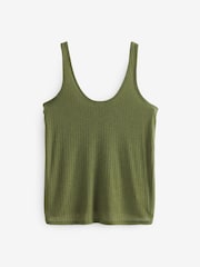 Black/ Khaki Green Strappy Scoop Neck Slouch Ribbed Vests 2 Pack - Image 5 of 5