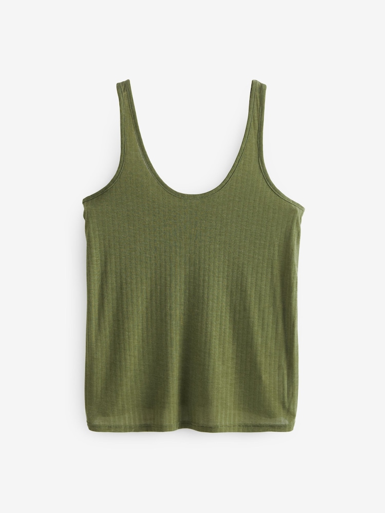 Schwarz/Khaki-Grün - Lässige, gerippte Trägertops mit U-Ausschnitt im 2er-Pack - Bild 5 von 5 Schwarz/Khaki-Grün - Lässige, gerippte Trägertops mit U-Ausschnitt im 2er-Pack - Bild 5 von 5