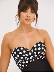 Figleaves Black Spot Tailor Underwired Tummy Control Longer Length Swimsuit - Image 4 of 4