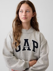 Gap Grey Vintage Soft Oversized Mock Neck Logo Sweatshirt (4-13yrs) - Image 3 of 5