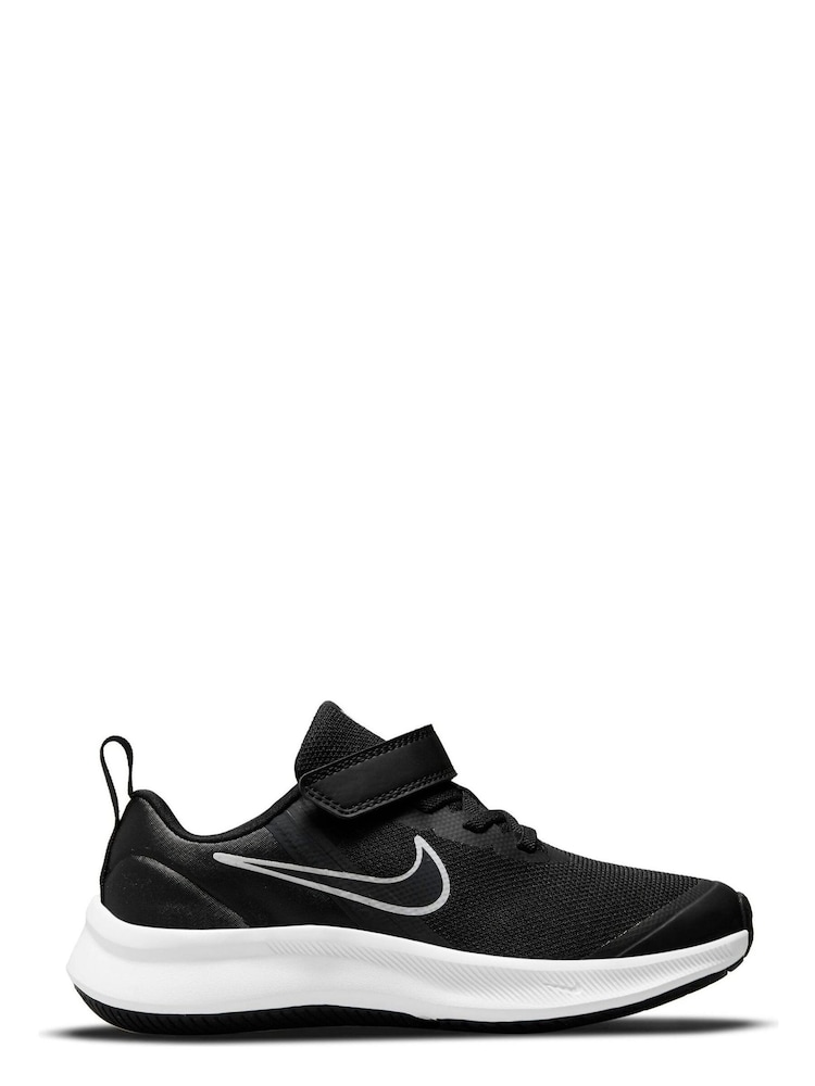 Nike Black/White Star Runner 3 Junior Trainers - Image 1 of 9