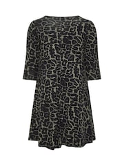 Yours Curve Green Animal Drape Pocket Dress - Image 6 of 6