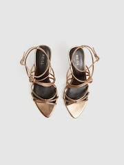 Reiss Bronze Georgina Leather Strappy Heels - Image 3 of 5