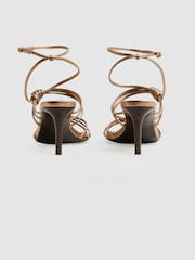 Reiss Bronze Georgina Leather Strappy Heels - Image 4 of 5