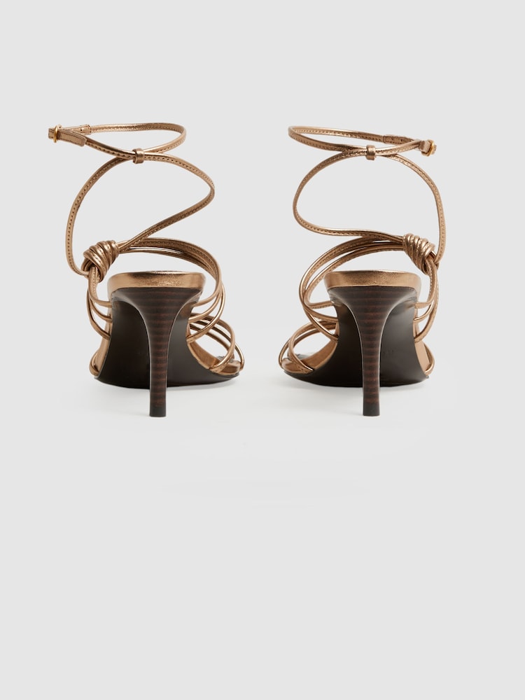 Reiss Bronze Georgina Leather Strappy Heels - Image 4 of 5